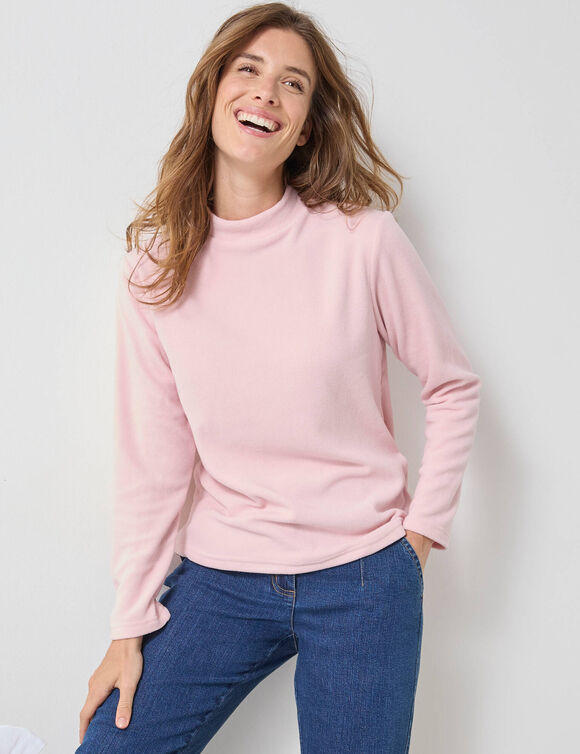 T-shirt col "cheminée" maille micro-polaire - chaleur intense (rose) T-shirt col "cheminée" maille micro-polaire - chaleur intense (rose)